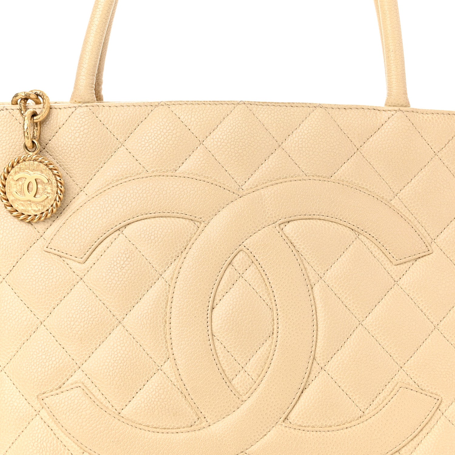Chanel Caviar Quilted Medallion Tote Light Beige 7 of 18