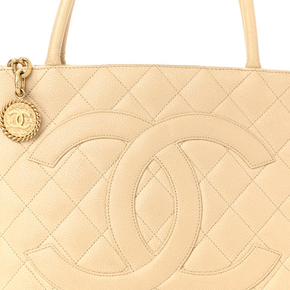 Chanel Caviar Quilted Medallion Tote Light Beige 7 of 18