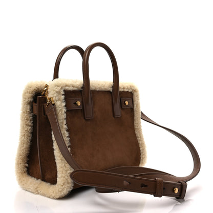 Saint Laurent Shearling Nano Supple Sac De Jour Brown Beige 2 of 6