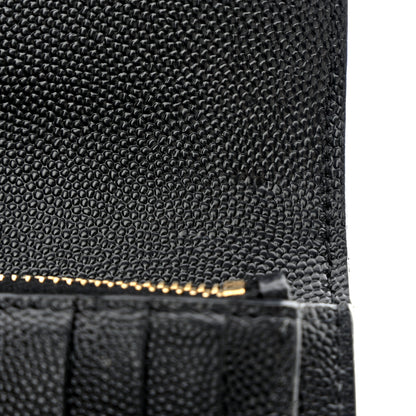 Saint Laurent Grain De Poudre Mixed Matelasse Triquilt Monogram Compact Tri Fold Wallet Black 9 of 10
