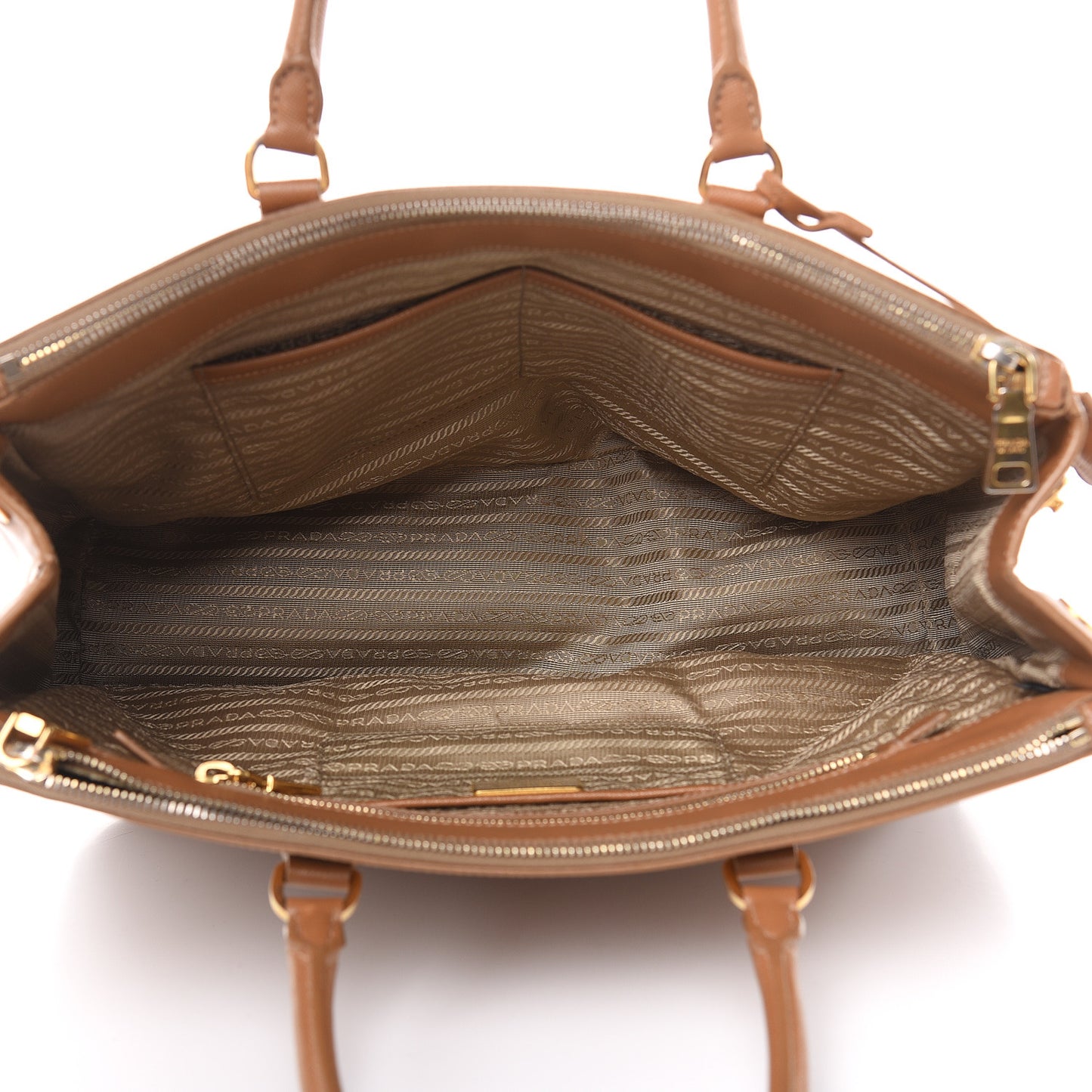Saffiano Medium Galleria Double Zip Tote Caramel