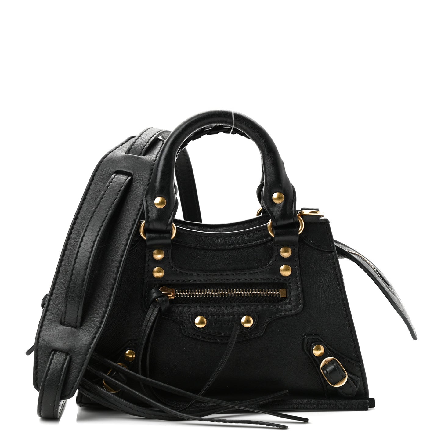 Smooth Calfskin Neo Classic Brass Hardware Nano City Crossbody Black