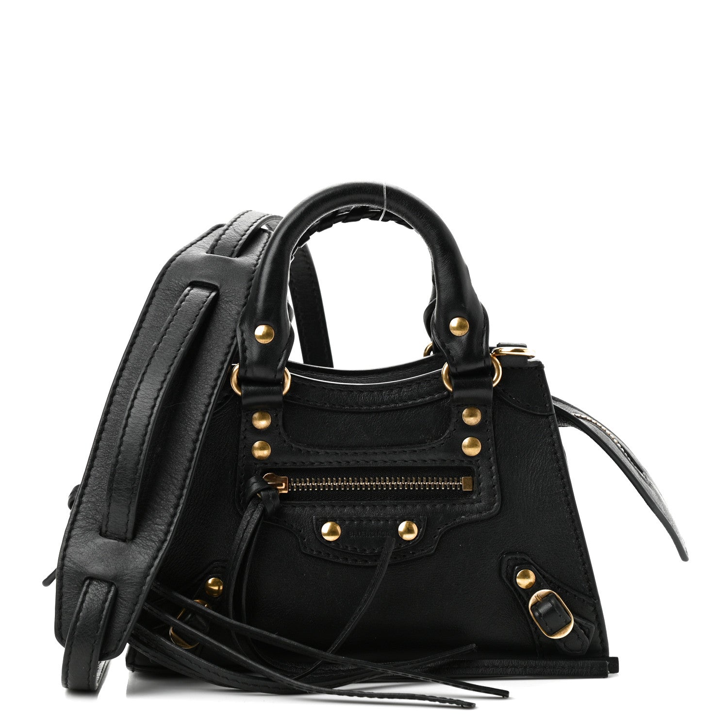 Balenciaga Smooth Calfskin Neo Classic Brass Hardware Nano City Crossbody Black 1 of 11