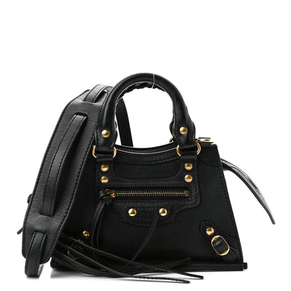 Balenciaga Smooth Calfskin Neo Classic Brass Hardware Nano City Crossbody Black 1 of 11