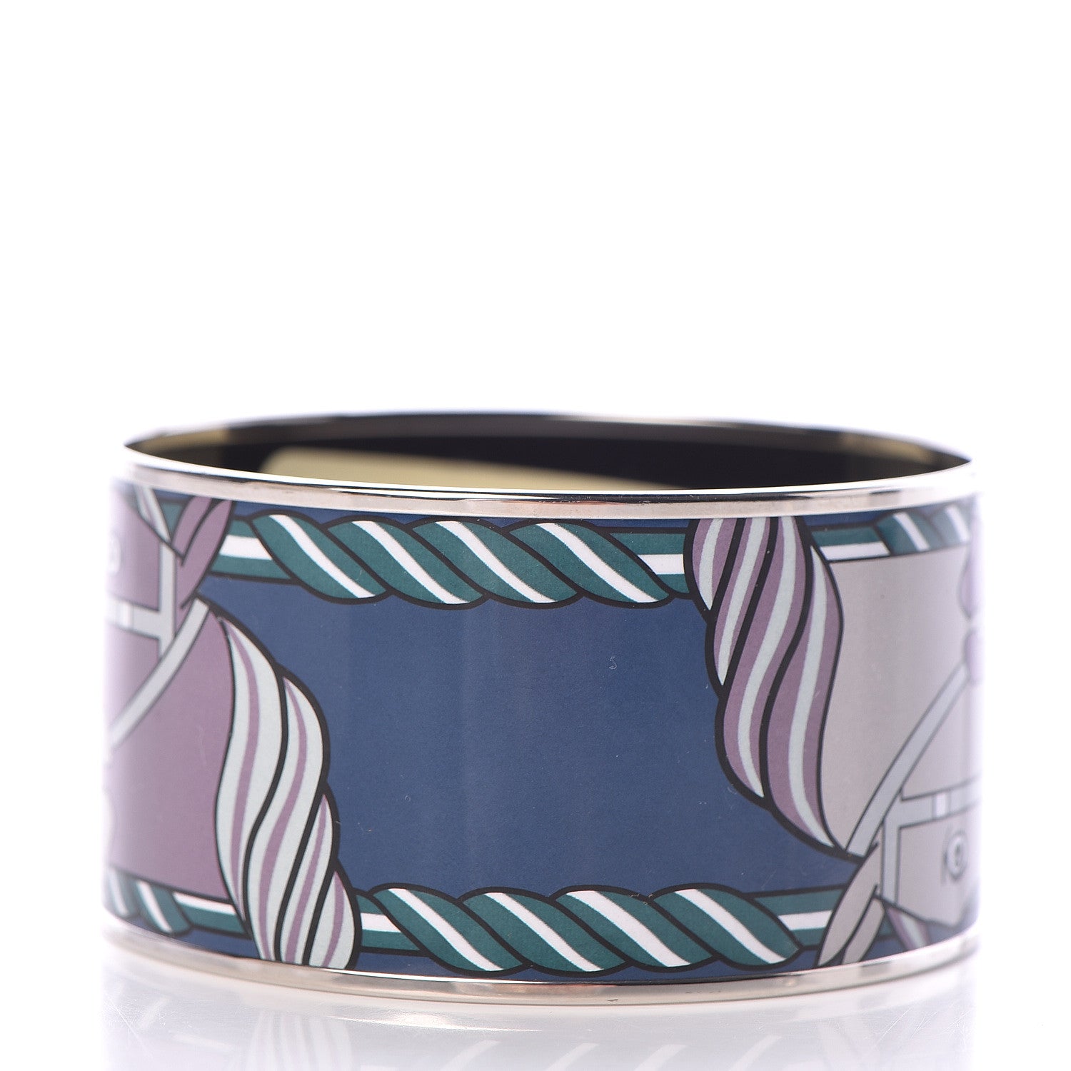 Hermes Enamel Printed Quadrige Extra Wide Bracelet 70 Mineral 3 of 4
