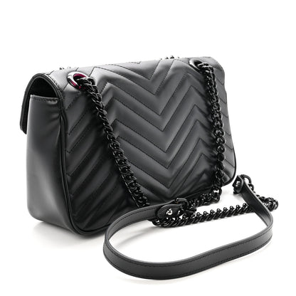 Gucci Calfskin Matelasse Monochrome Small GG Marmont Shoulder Bag Black Black 3 of 10