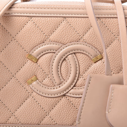 Chanel Caviar Quilted Small CC Filigree Vanity Case Beige 10 of 10