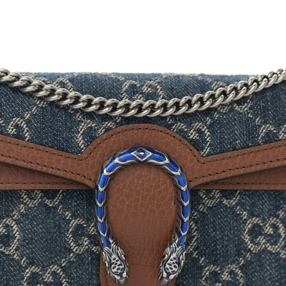 Gucci New Denim GG Monogram Dollar Calfskin Enamel Super Mini Dionysus Shoulder Bag Blue Tea Cuir Epilog Electric Blue 7 of 9