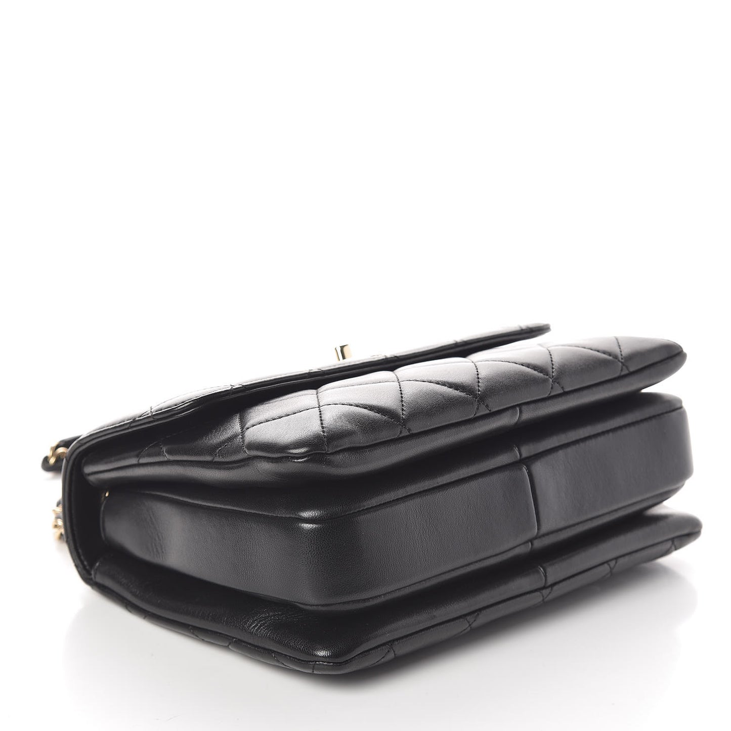 Lambskin Quilted Small Trendy CC Dual Handle Flap Bag Black
