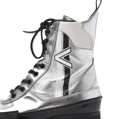 Louis Vuitton Patent Calfskin Spaceship Laureate Platform Desert Boots 37.5 Silver 10 of 21