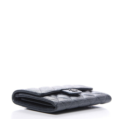 Chanel Metallic Caviar Quilted Small Flap Wallet Charcoal 4 of 11