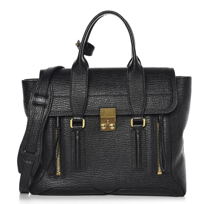 3.1 Phillip Lim 3.1 Textured Calfskin Medium Pashli Satchel Black 1 of 8