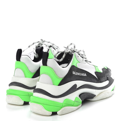 Balenciaga Fabric Mesh Womens Triple S Sneakers 39 White Green Fluo Black 4 of 9