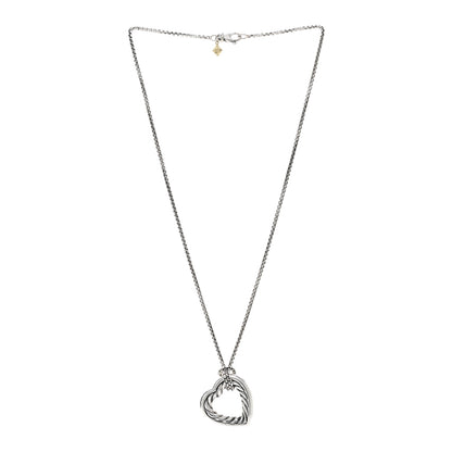 David Yurman Sterling Silver 18K Yellow Gold Large Open Heart Cable Necklace 3 of 4