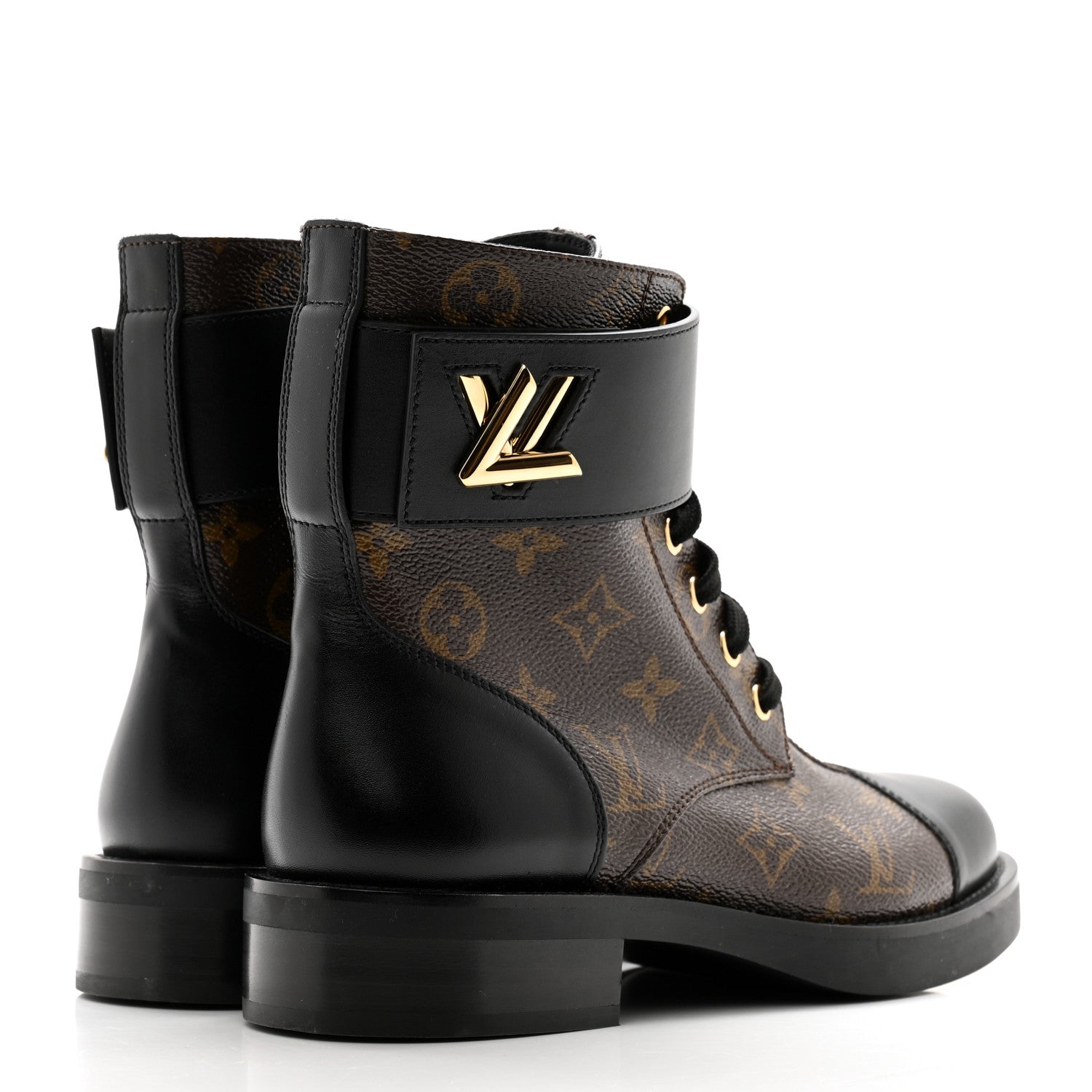 Louis Vuitton Calfskin Monogram Wonderland Flat Ranger Boots 38 Black 4 of 7