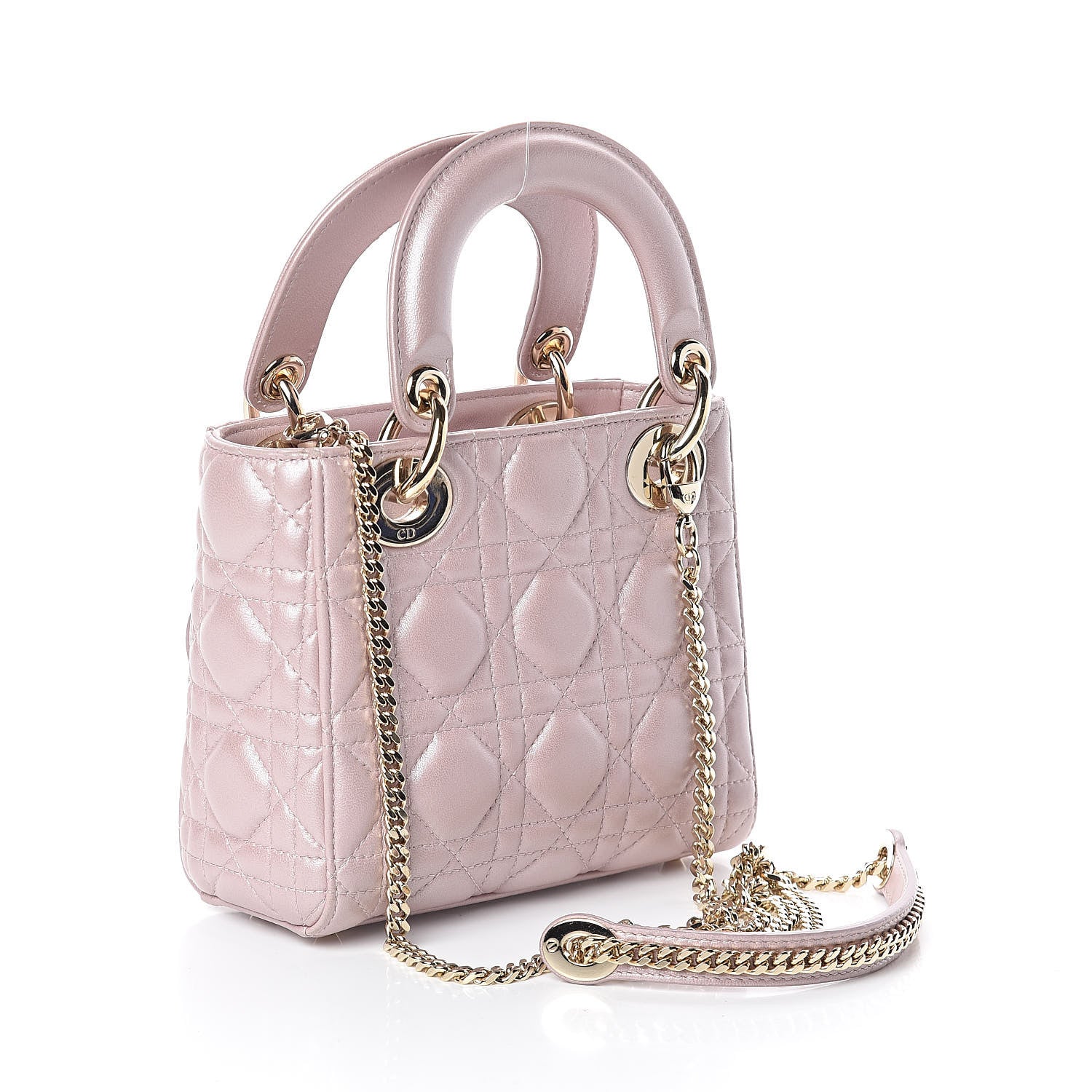 Christian Dior Metallic Lambskin Cannage Mini Lady Dior Lotus 3 of 8