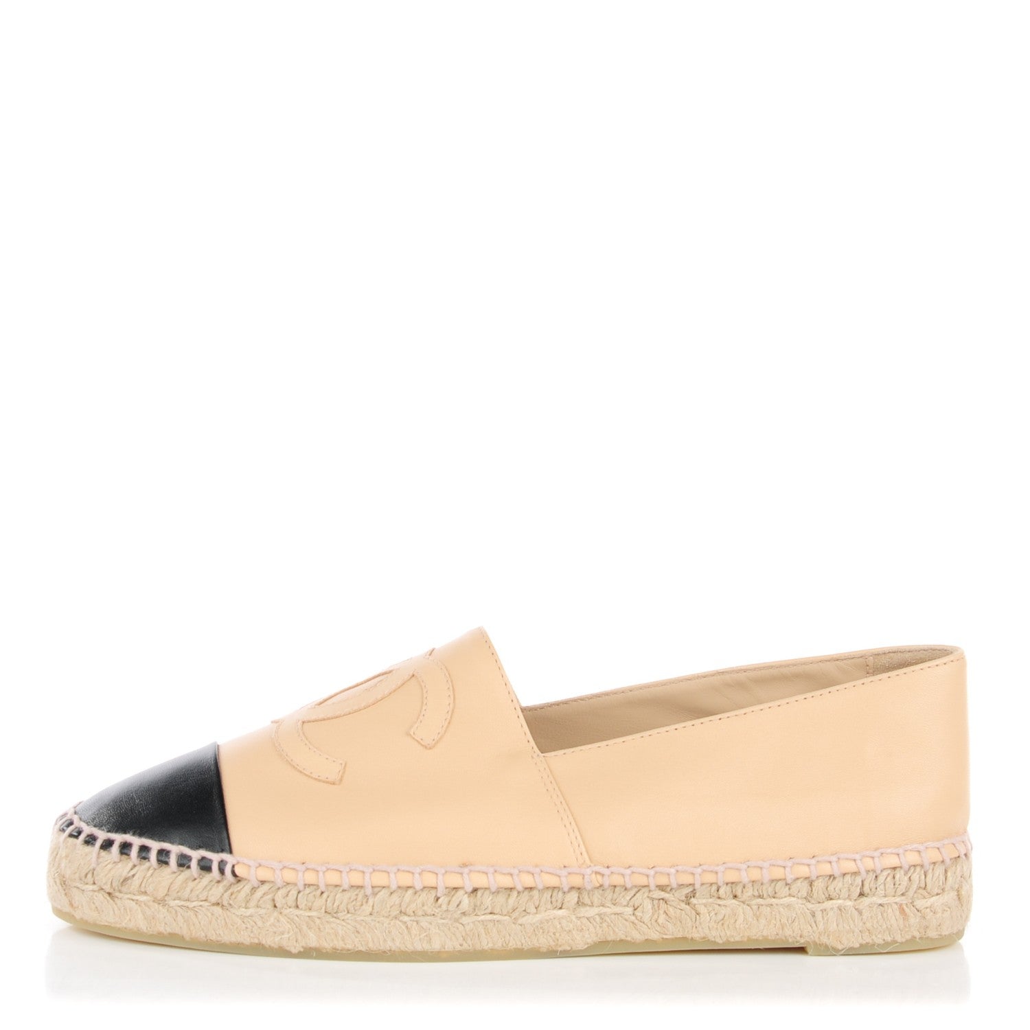 Chanel Lambskin CC Espadrilles 39 Beige Black 1 of 11