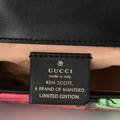 Gucci X KEN SCOTT Calfskin Matelasse Floral Print Super Mini GG Marmont Shoulder Bag Black 6 of 10