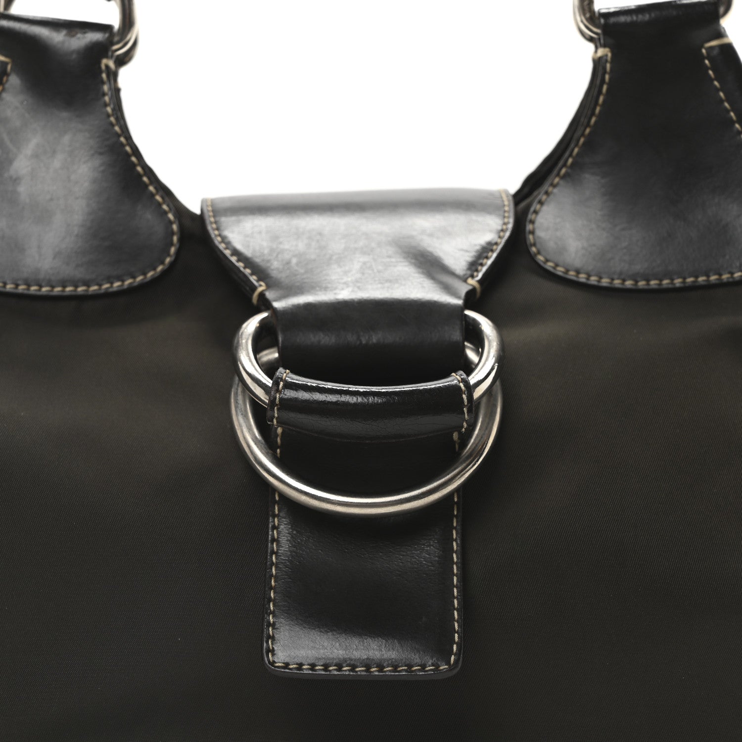 Prada Tessuto Nylon Calfskin Shoulder Bag Mimetico Moro 7 of 9