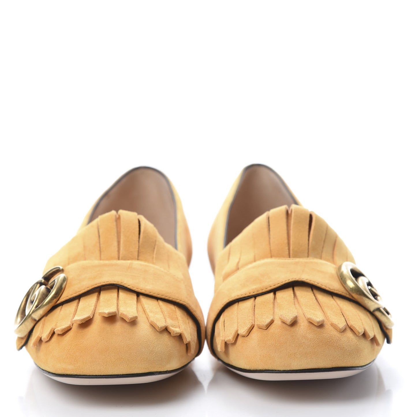 Kid Scamosciato GG Marmont Fringe Flats 39 Crystal Copper