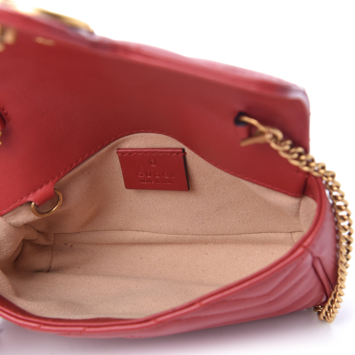 Gucci Calfskin Matelasse Super Mini GG Marmont Shoulder Bag Hibiscus Red 5 of 10