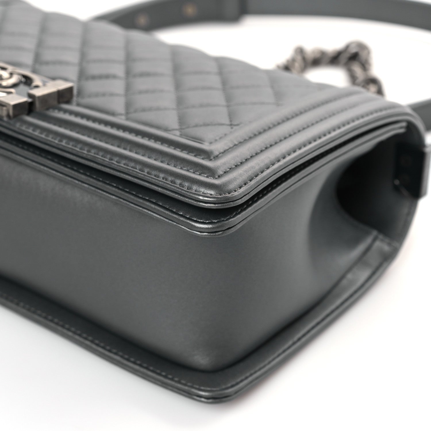 Chanel Metallic Lambskin Quilted Medium Boy Flap Dark Silver 9 of 10