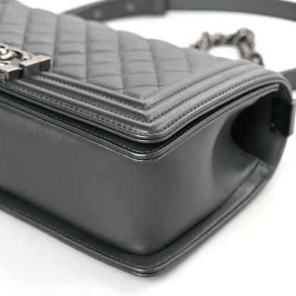 Chanel Metallic Lambskin Quilted Medium Boy Flap Dark Silver 9 of 10