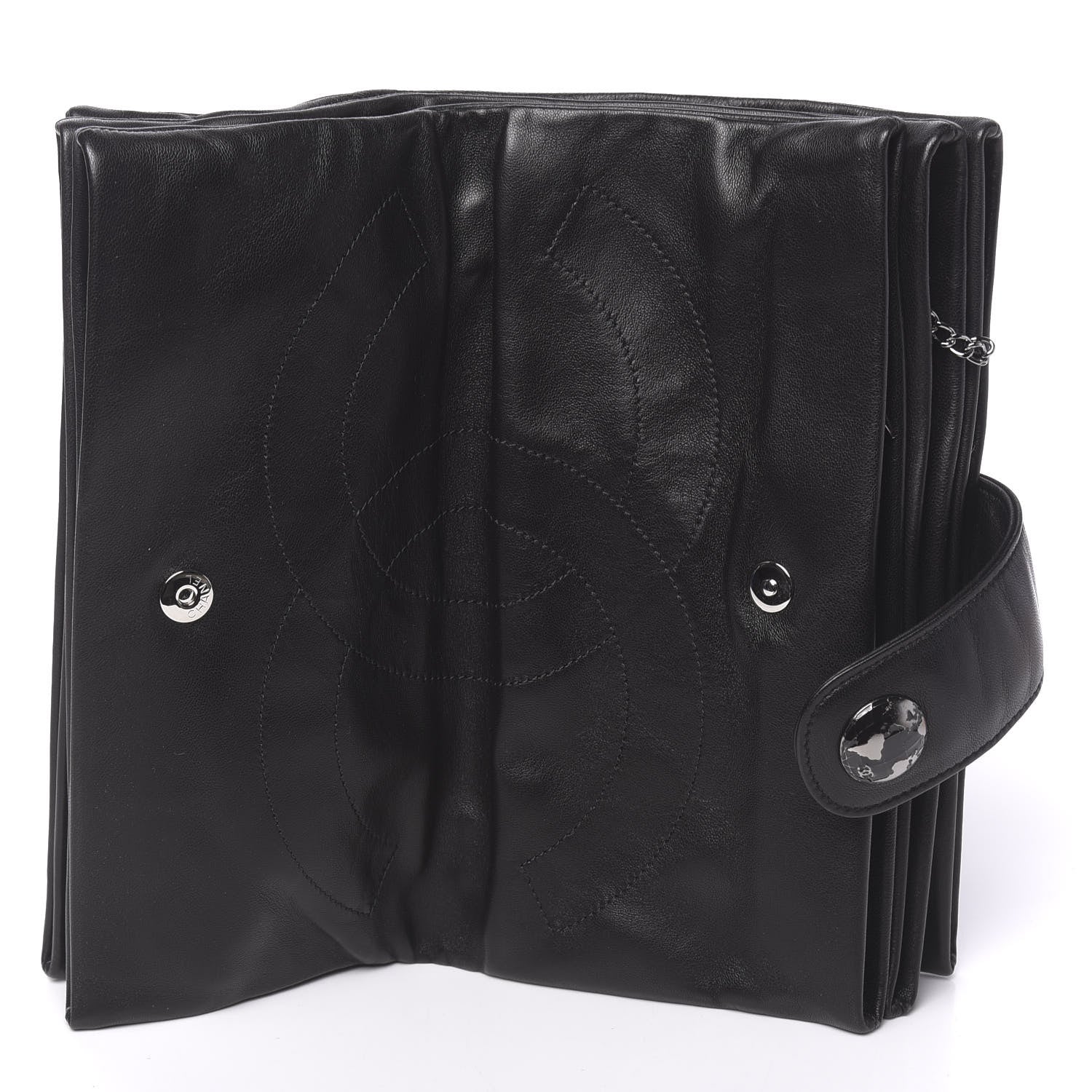 Chanel Lambskin Accordion Globe Clutch Black 5 of 17