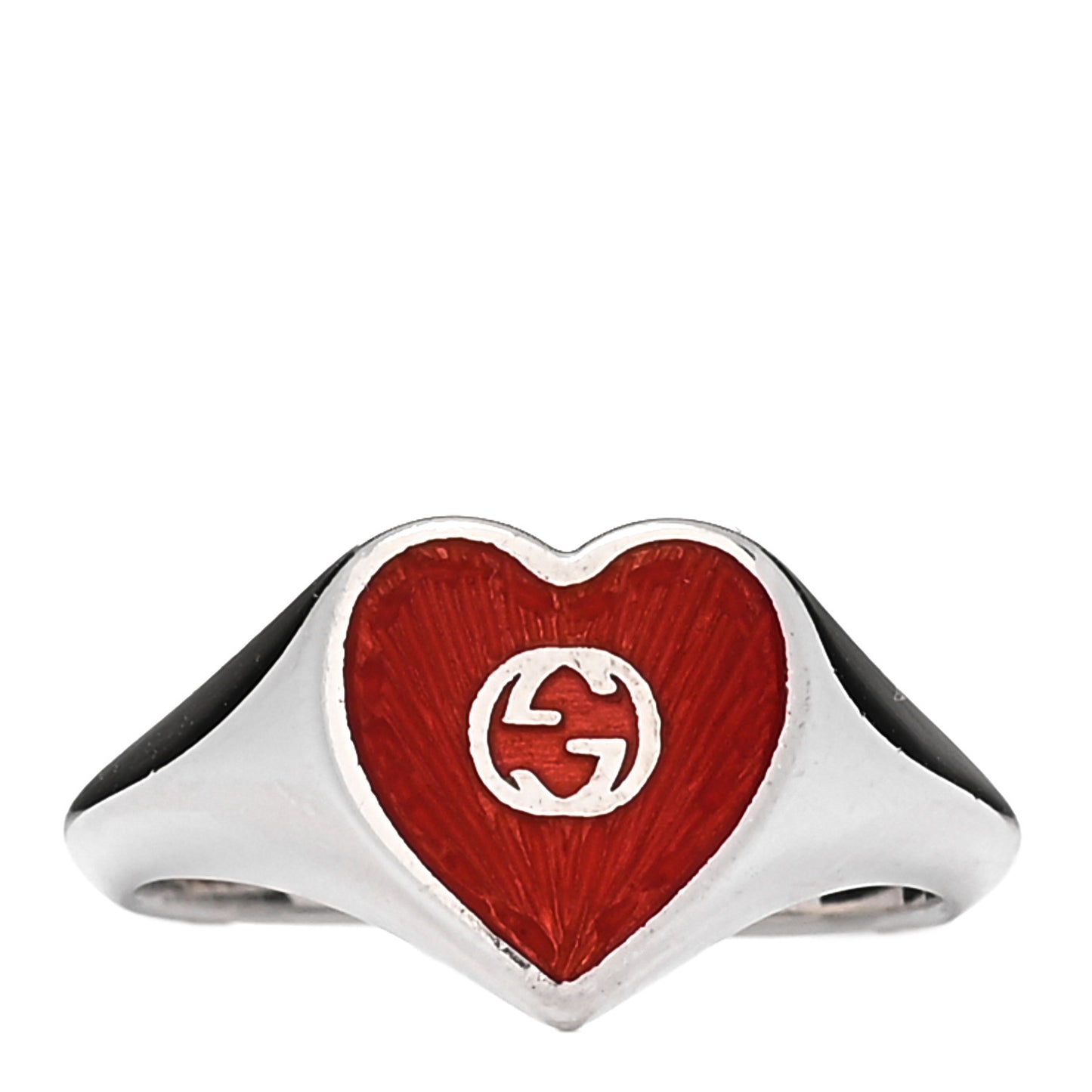 Sterling Silver Enamel Heart Ring Red 51 5.5