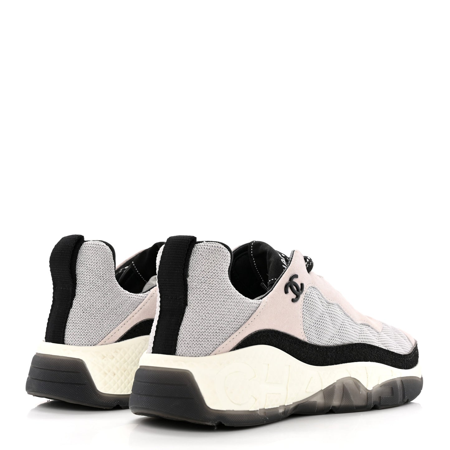 Mesh Suede Calfskin Quilted Sneakers 37.5 Light Pink Beige