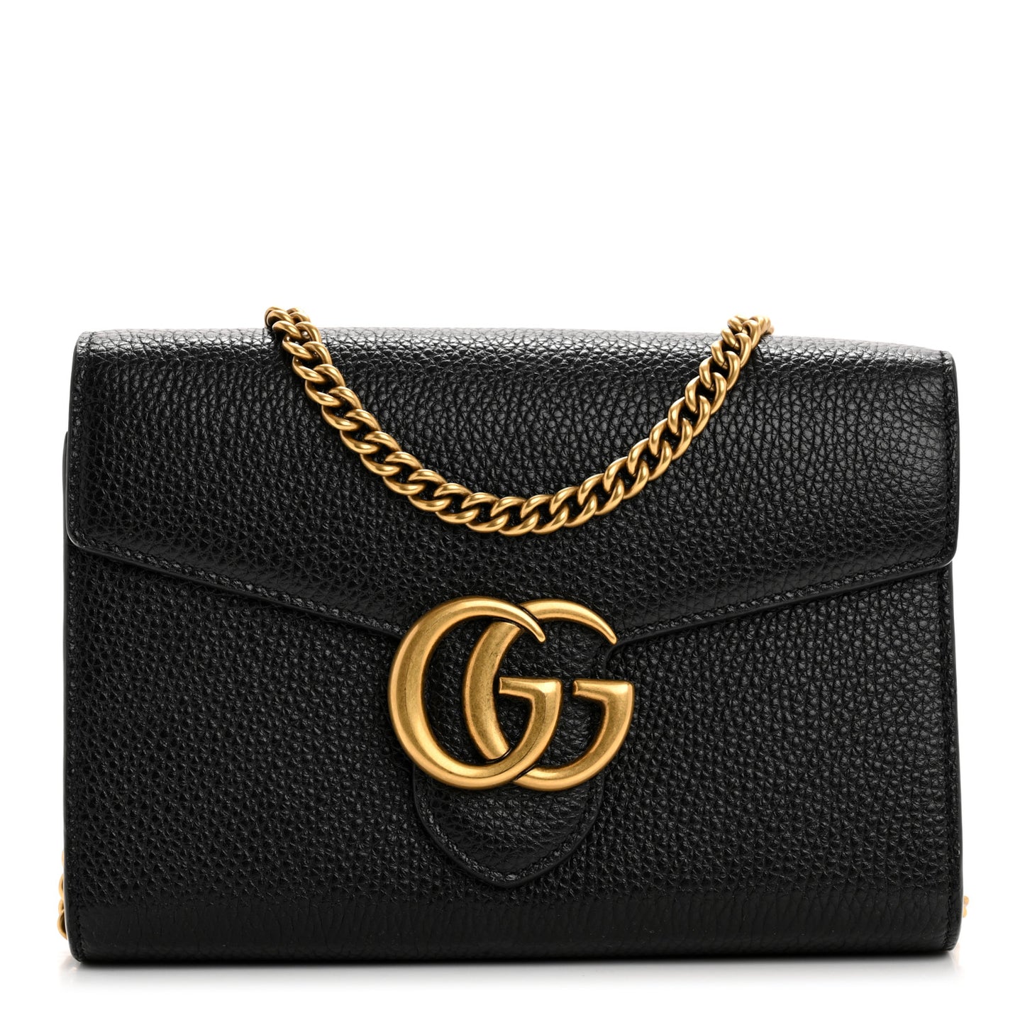 Gucci Calfskin GG Marmont Chain Wallet Black 1675151 – FASHIONPHILE