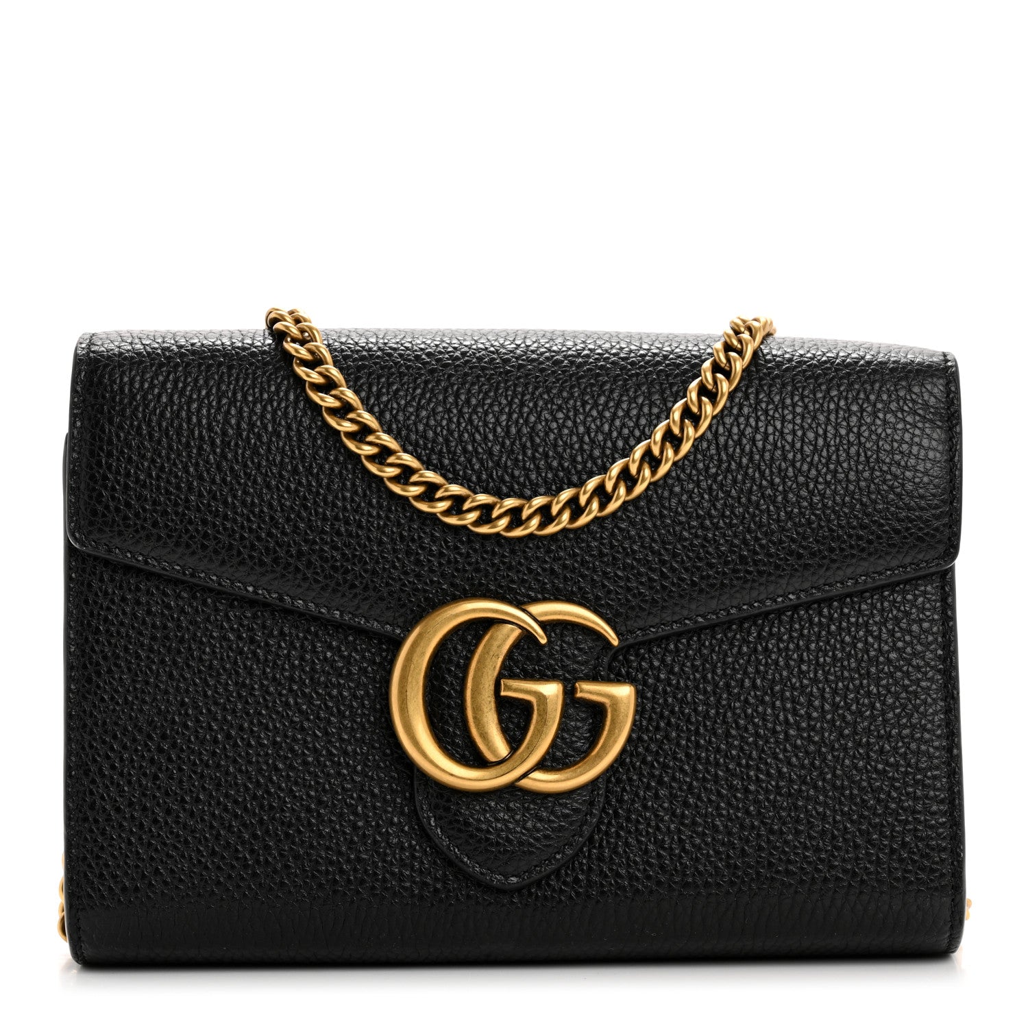 Gucci Calfskin GG Marmont Chain Wallet Black 1 of 10