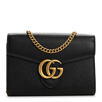 Gucci Calfskin GG Marmont Chain Wallet Black 1 of 10