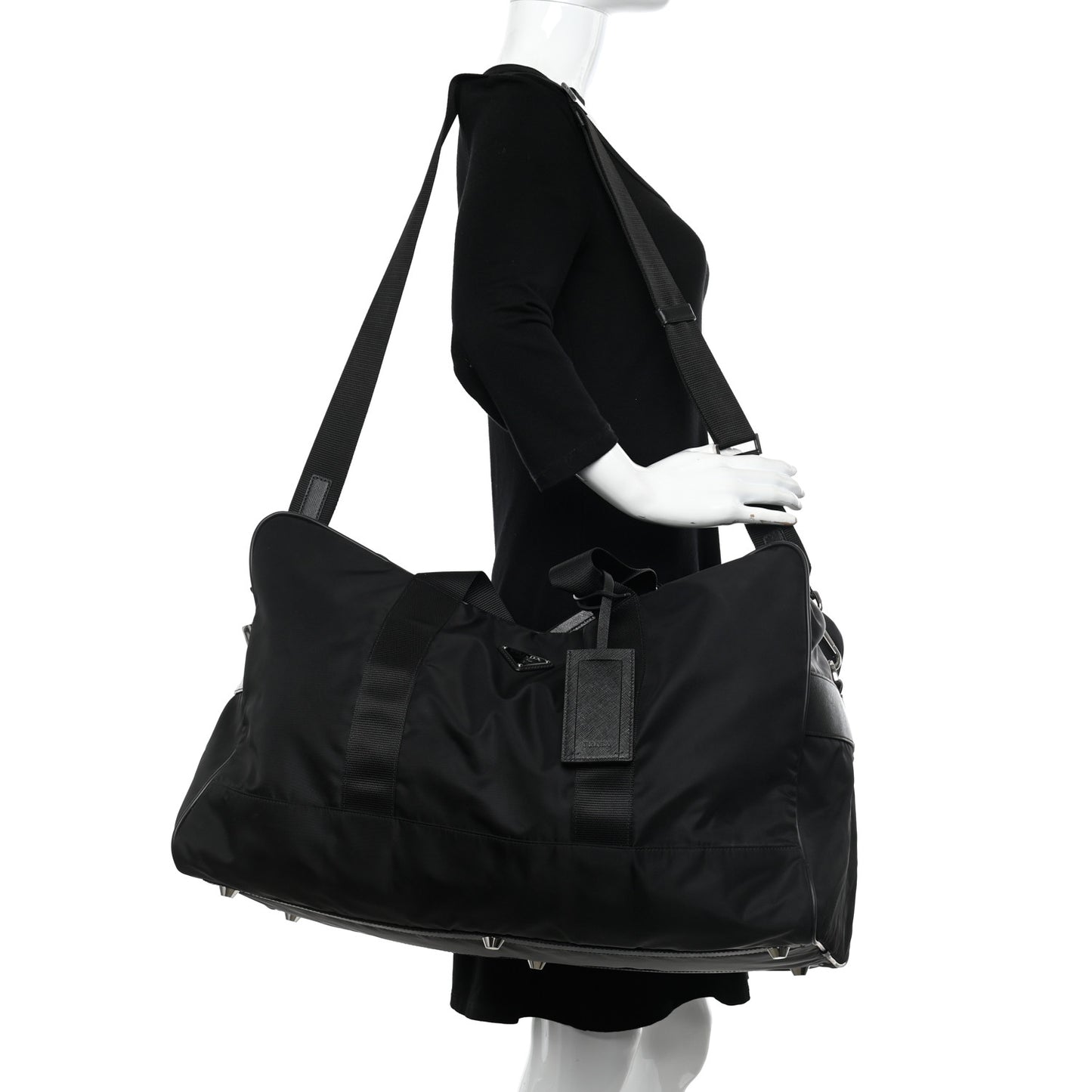 Tessuto Nylon Saffiano Carry On Travel Bag Black