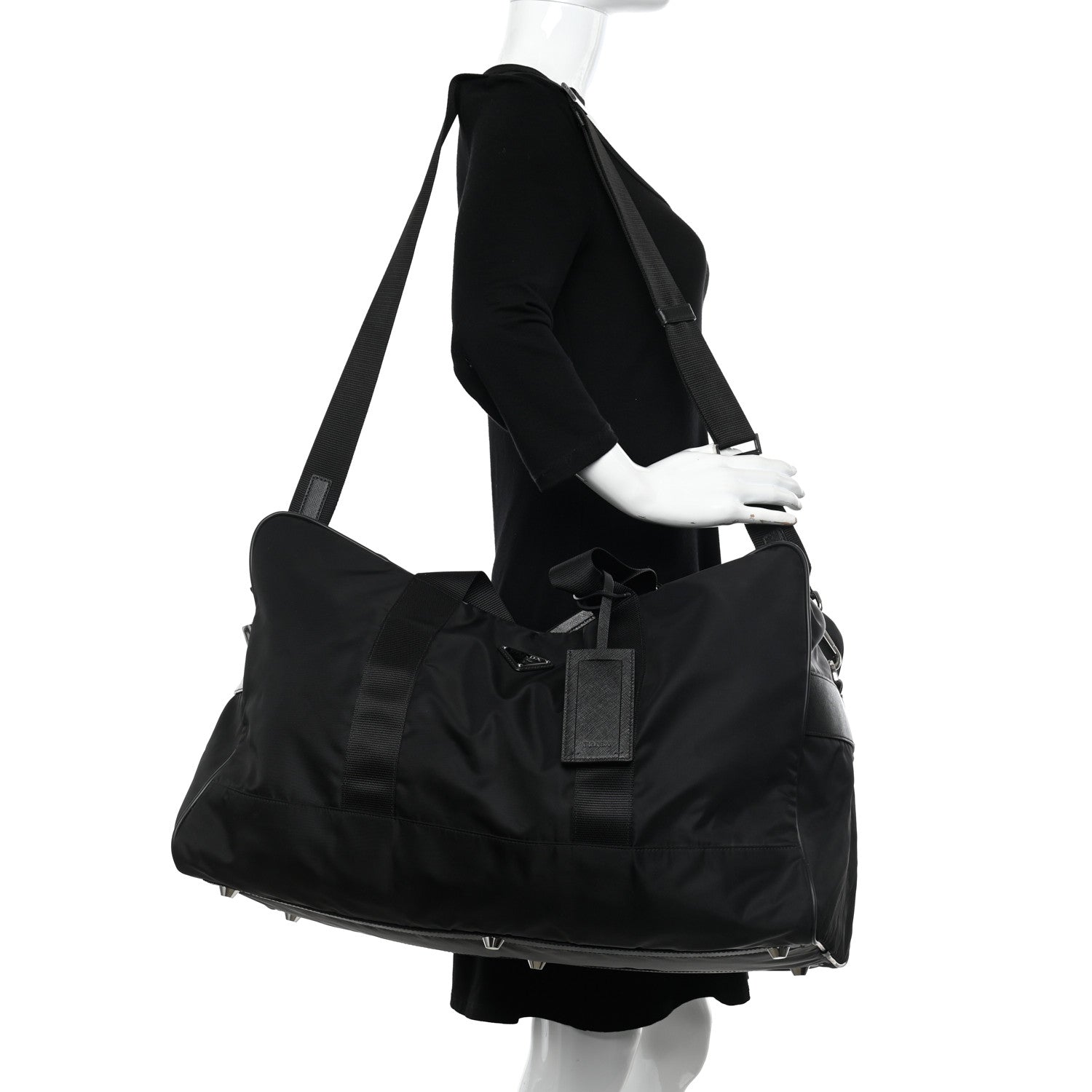 Prada Tessuto Nylon Saffiano Carry On Travel Bag Black 2 of 10