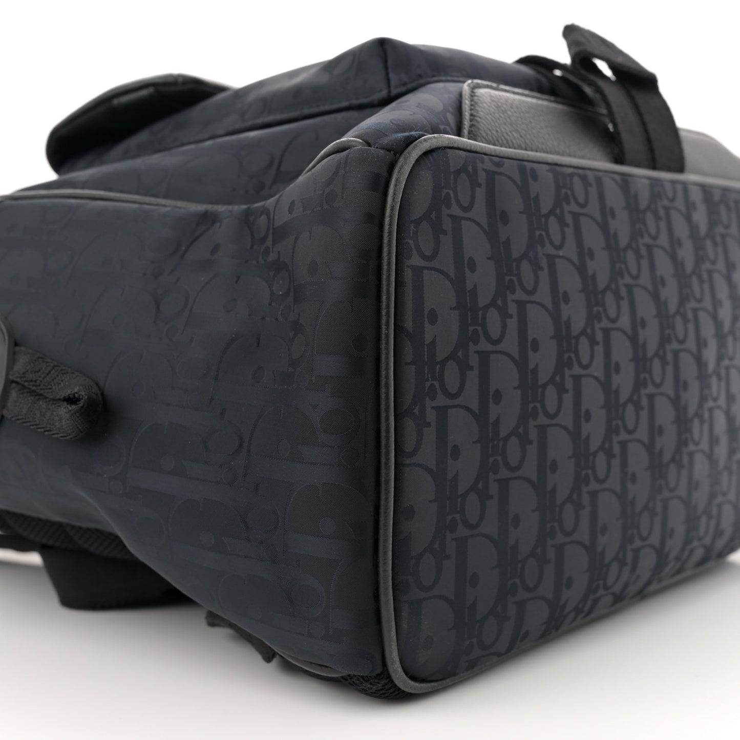 Grained Calfskin Nylon Oblique Explorer Backpack Black