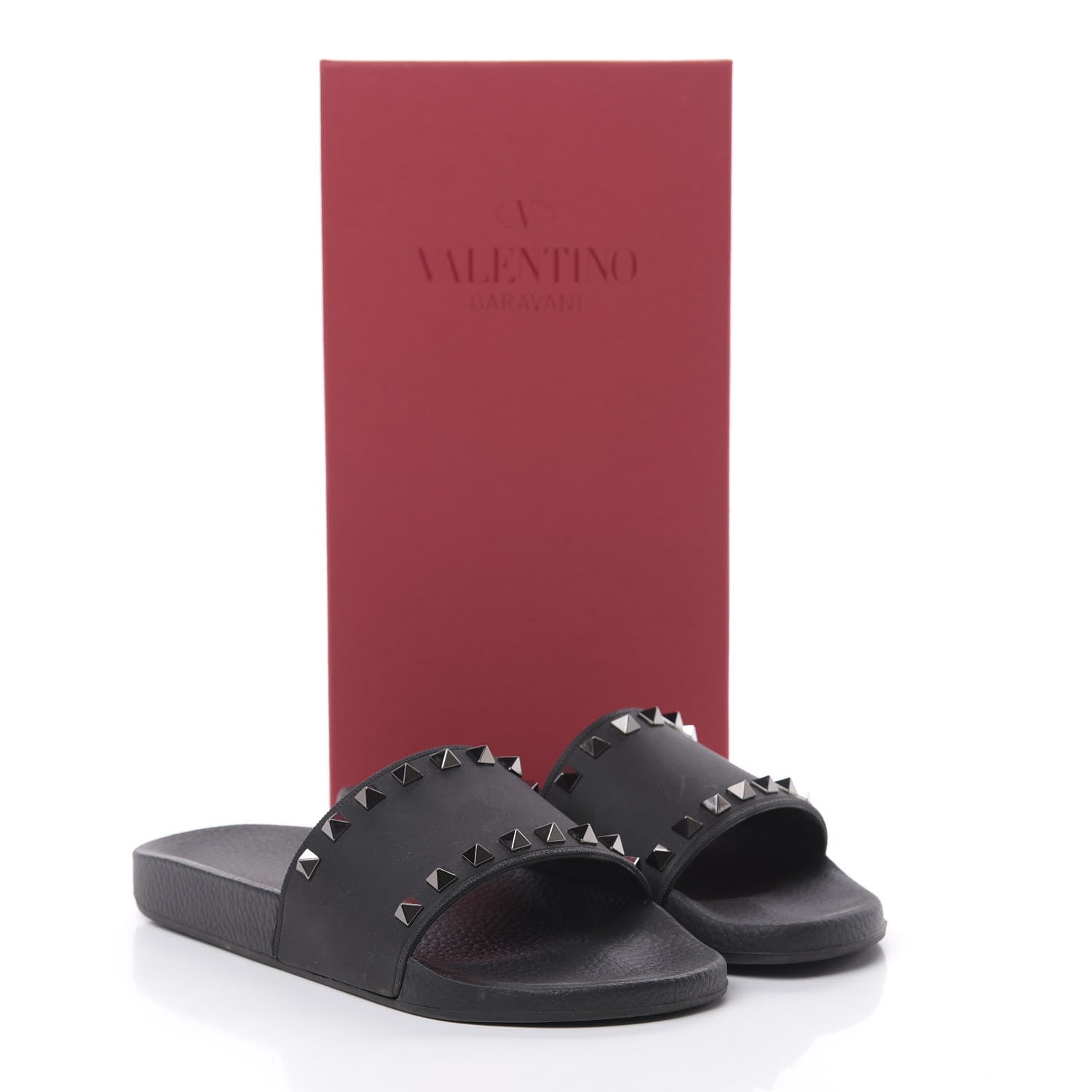 Valentino Garavani Rubber Rockstud Slide Sandals 38 Black 9 of 9