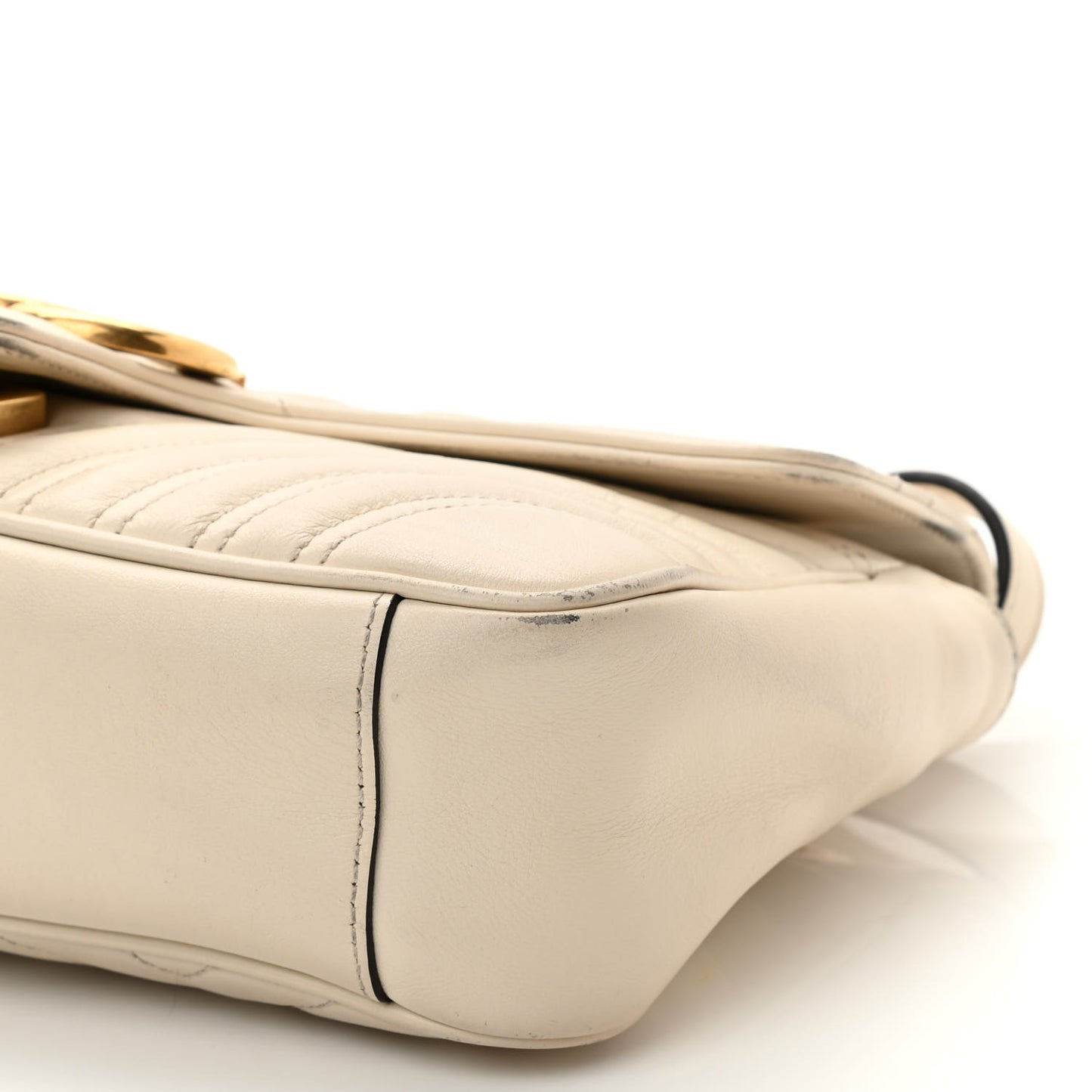Calfskin Matelasse Small GG Marmont Shoulder Bag White