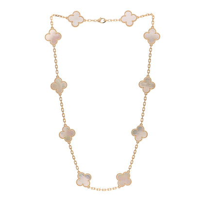 Van Cleef & Arpels 18K Yellow Gold Mother of Pearl 10 Motifs Vintage Alhambra Necklace 3 of 6