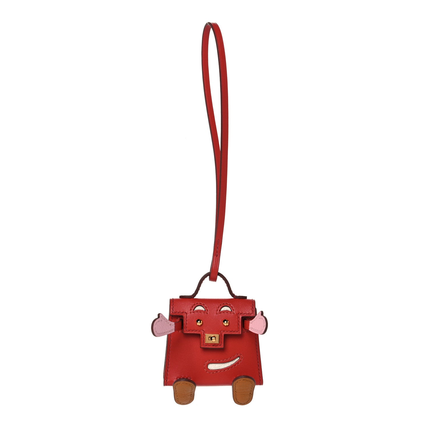 Hermes Tadelakt Chevre Mysore Kelly Quelle Idole Bag Charm Rose Sakura Sanguine Nata Sesame 1 of 5