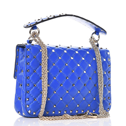Valentino Garavani Nappa Medium Rockstud Spike Shoulder Bag Acid Blue 3 of 10