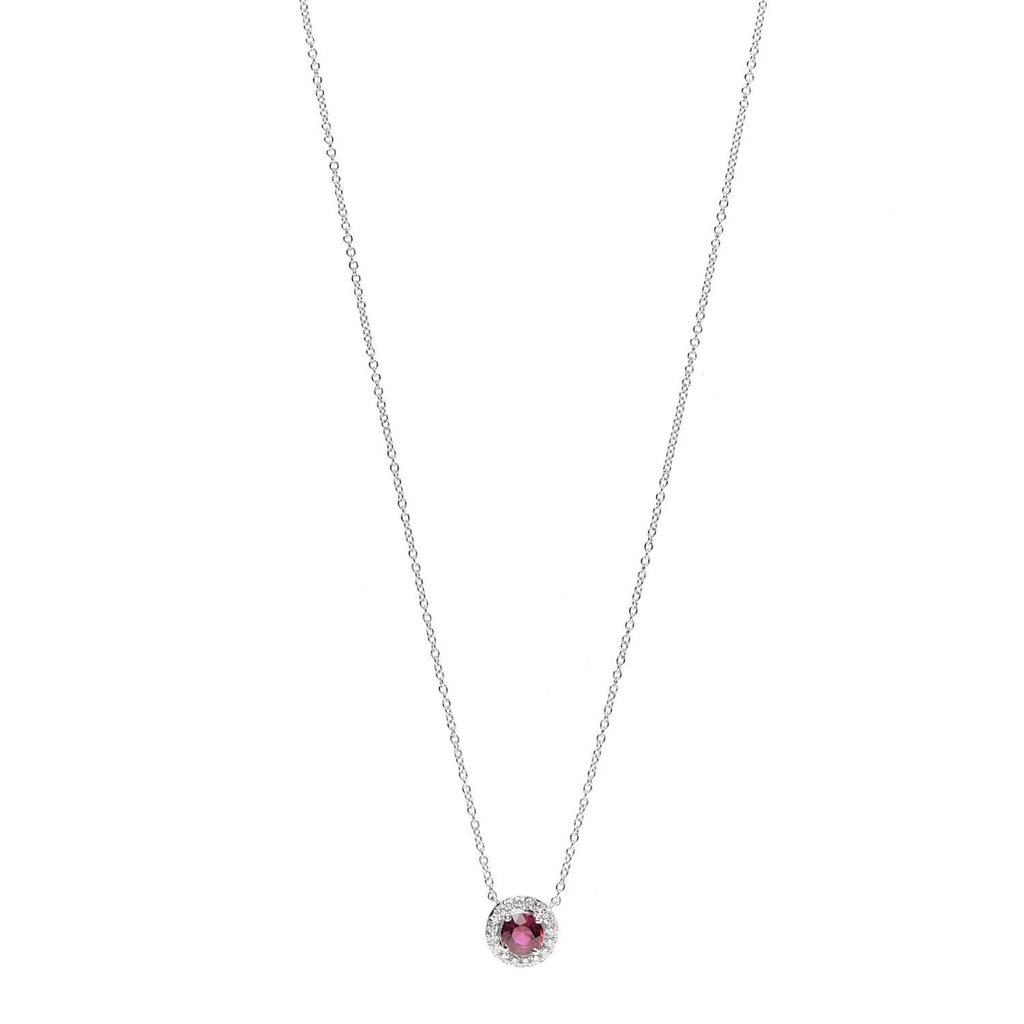 Platinum Diamond Ruby Soleste Pendant Necklace