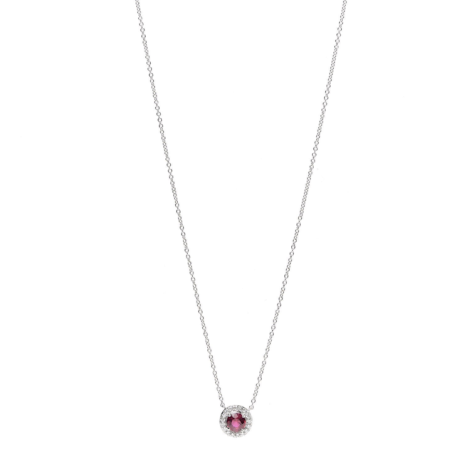 Tiffany Platinum Diamond Ruby Soleste Pendant Necklace 1 of 7