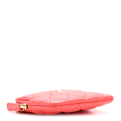 Chanel Lambskin Quilted Zip Card Holder Wallet Coral 4 of 9