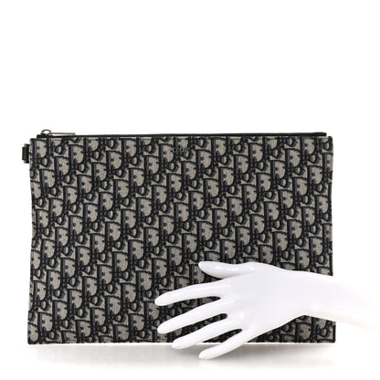 Christian Dior Oblique A4 Flat Pouch Clutch Blue 2 of 10
