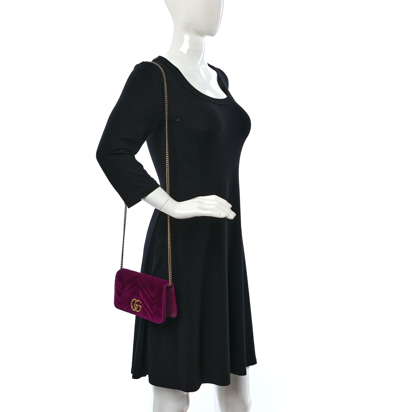 Velvet Matelasse GG Marmont Mini Bag Fuchsia Violet Cyclamen