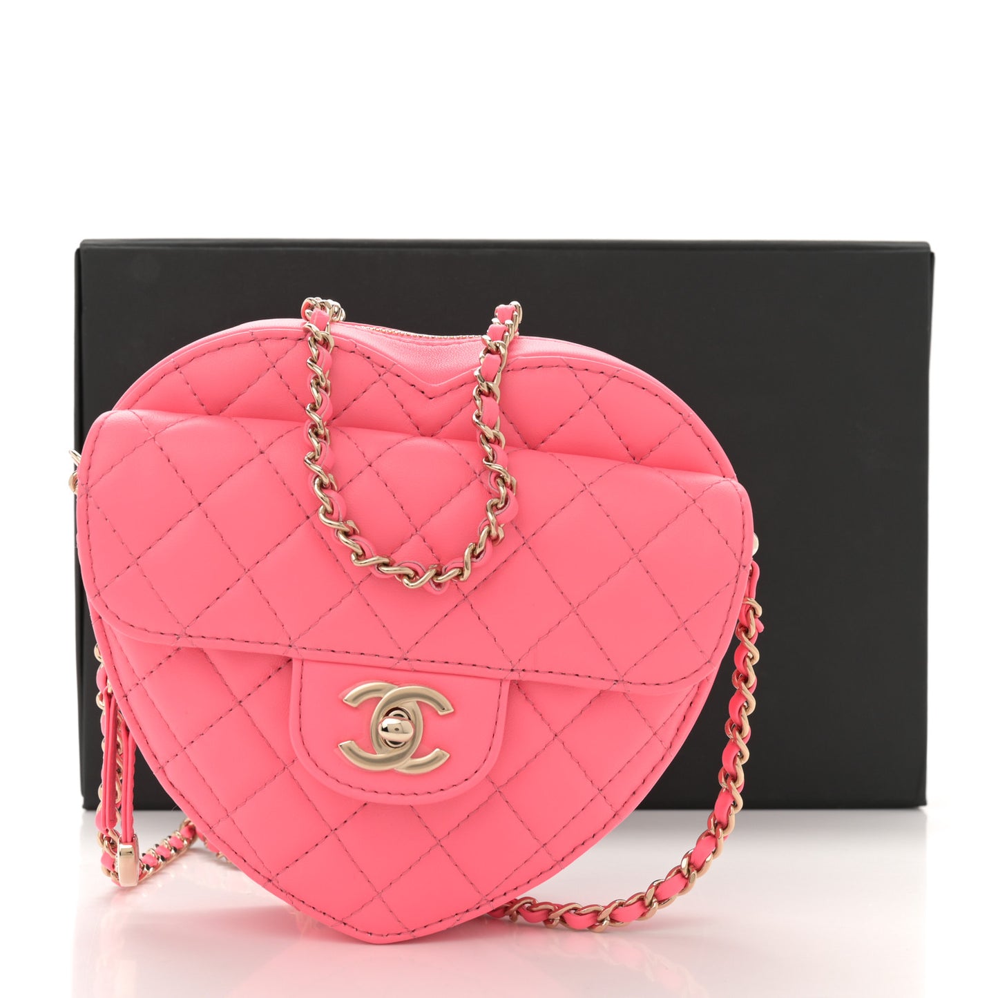 Lambskin Quilted CC In Love Heart Bag Pink
