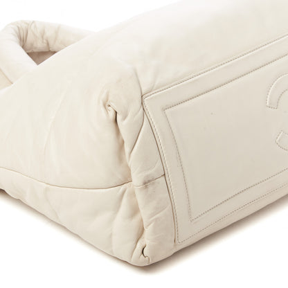 Chanel Lambskin Quilted Large Coco Cocoon Tote White Burgundy 5 of 10
