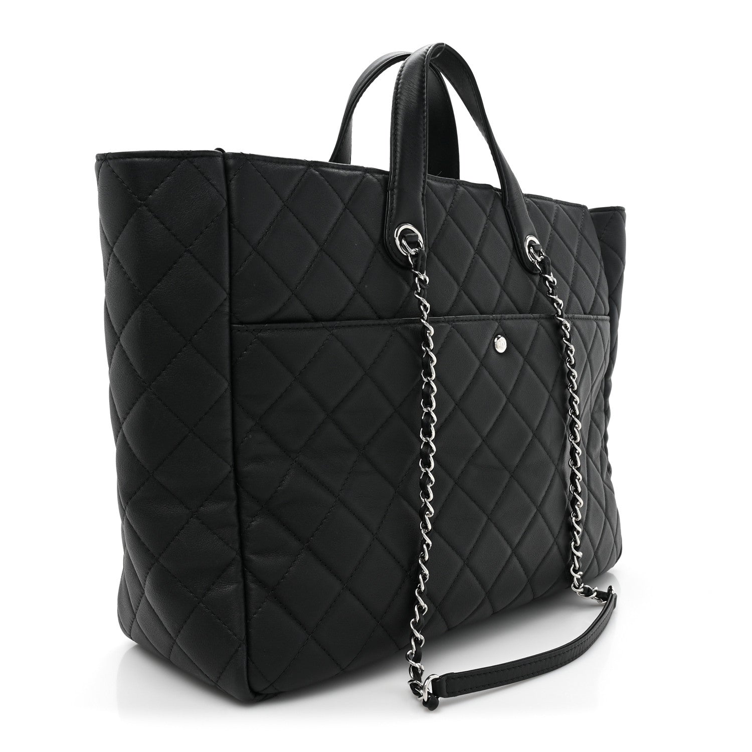 Chanel Calfskin Quilted Ultra Pocket Shopping Tote Black 3 of 16