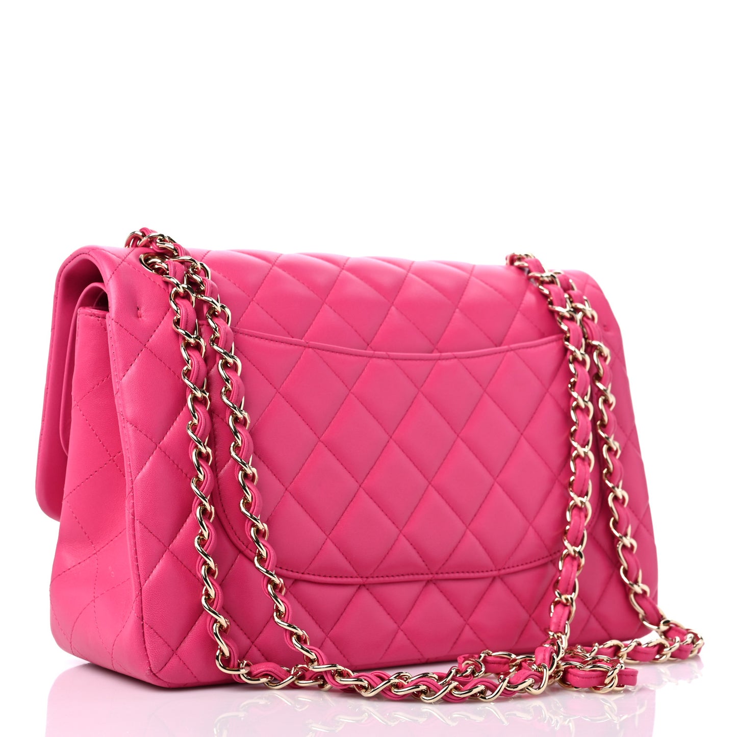 Lambskin Quilted Jumbo Double Flap Dark Pink
